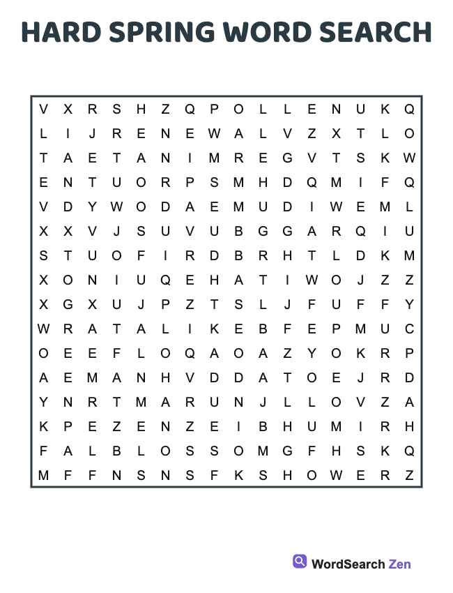 Hard Spring Word Search
