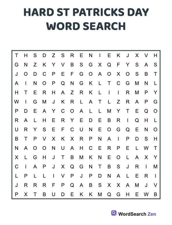 Hard St Patricks Day Word Search