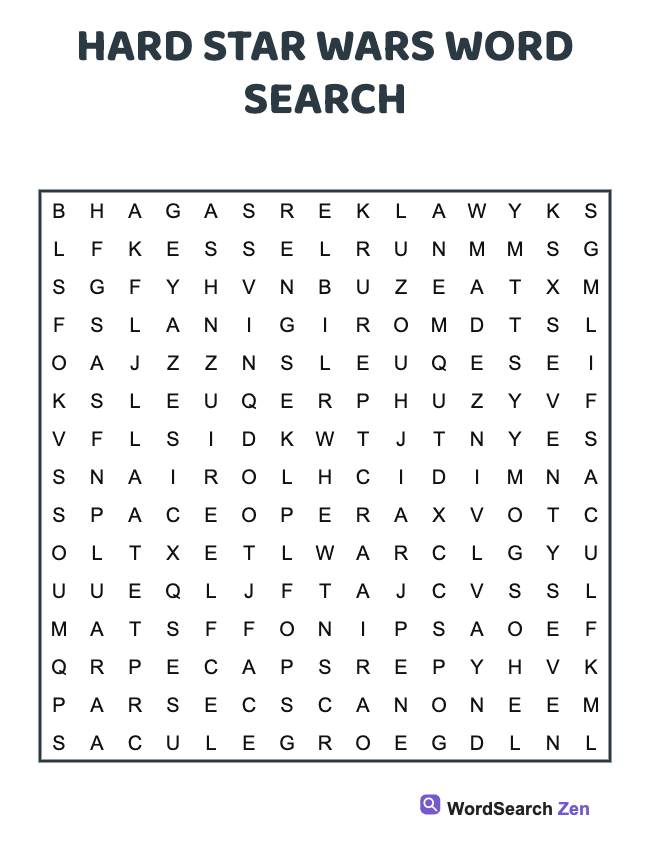 Hard Star Wars Word Search