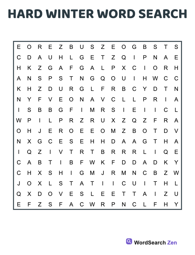 Hard Winter Word Search
