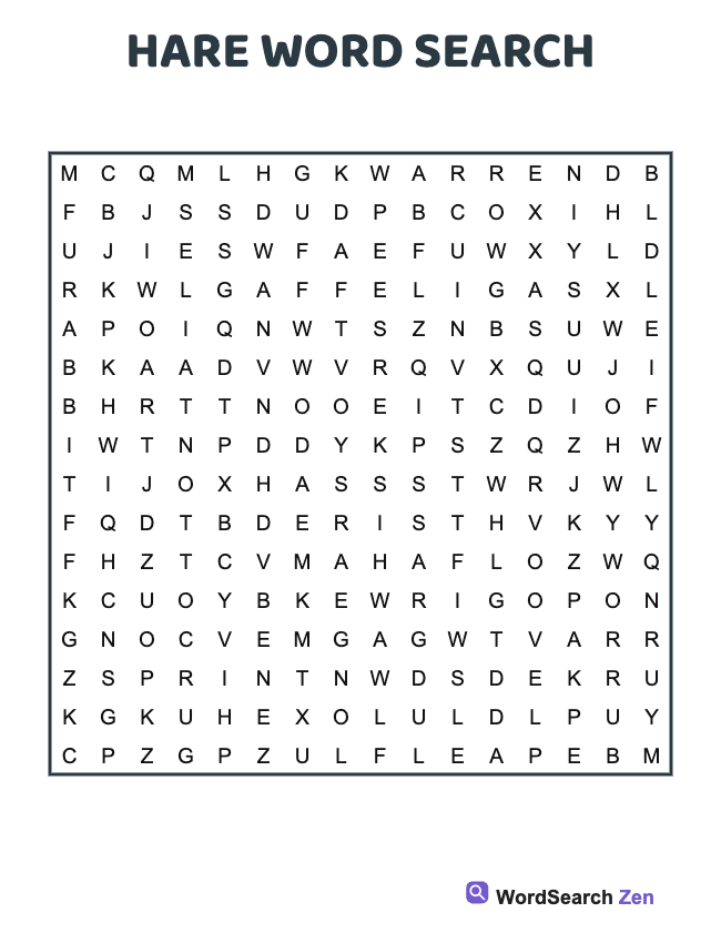 Hare Word Search