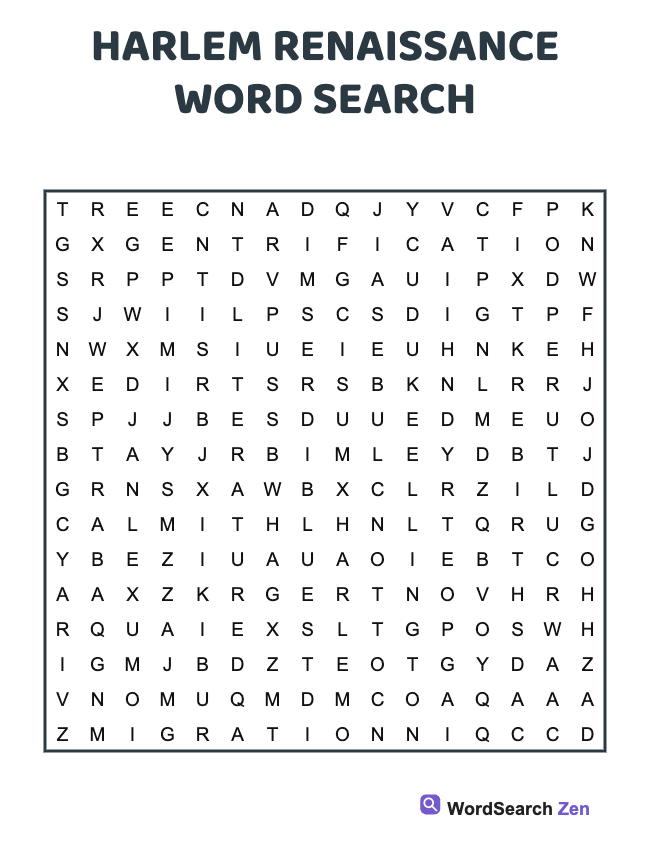 Harlem Renaissance Word Search
