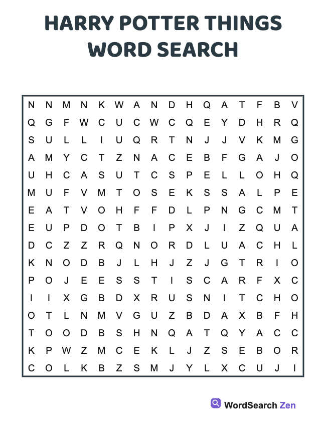 Harry Potter Things Word Search