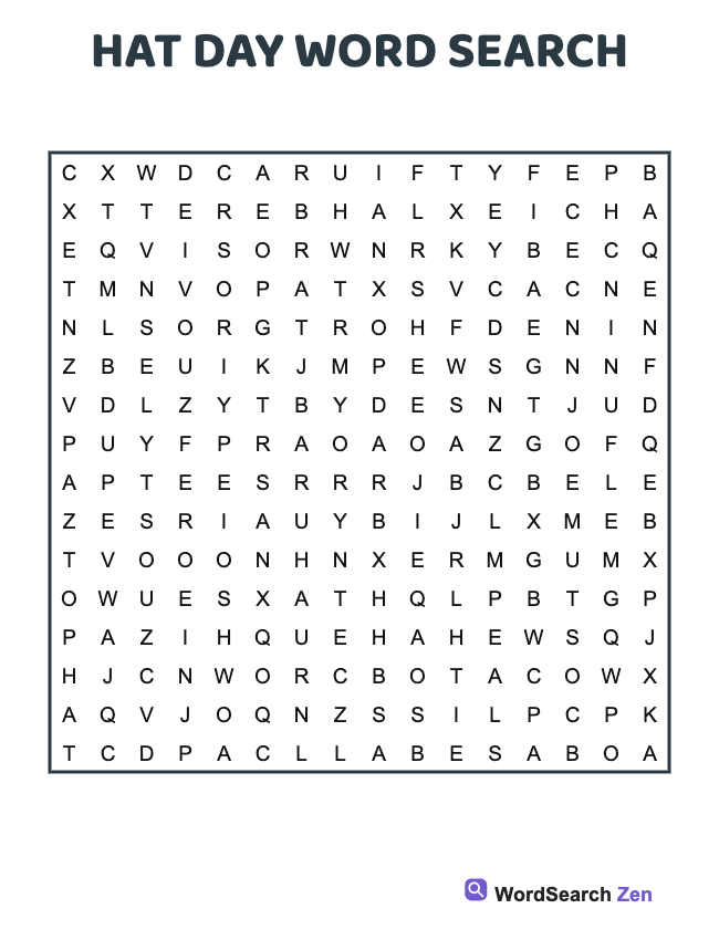 Hat Day Word Search