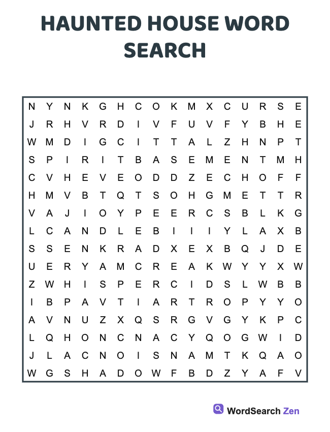 Haunted House Word Search