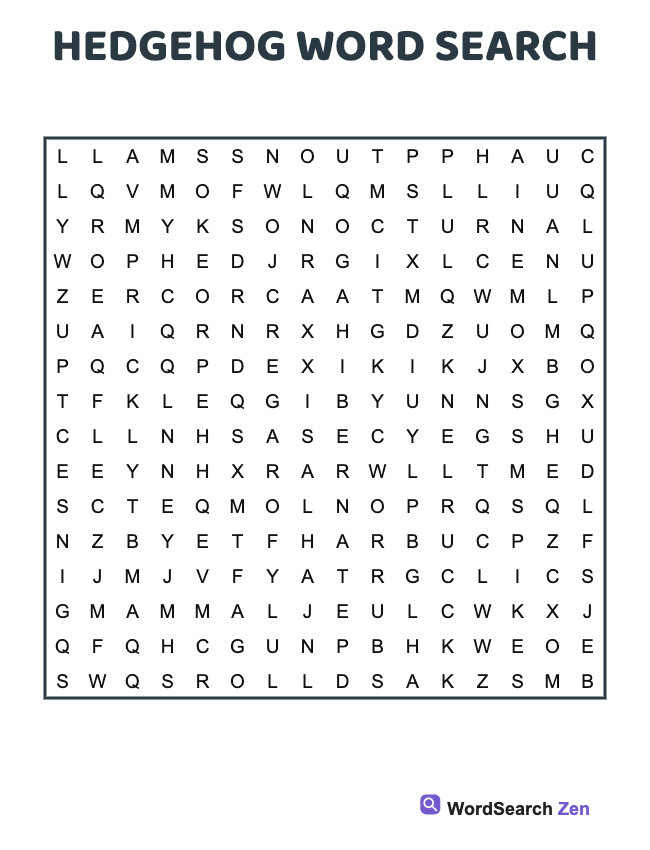 Hedgehog Word Search