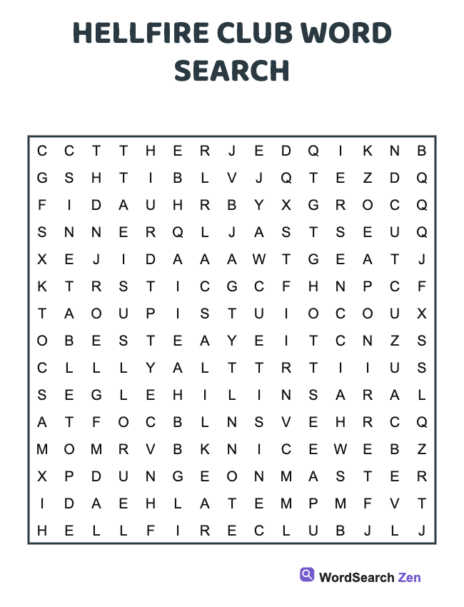 Hellfire Club Word Search