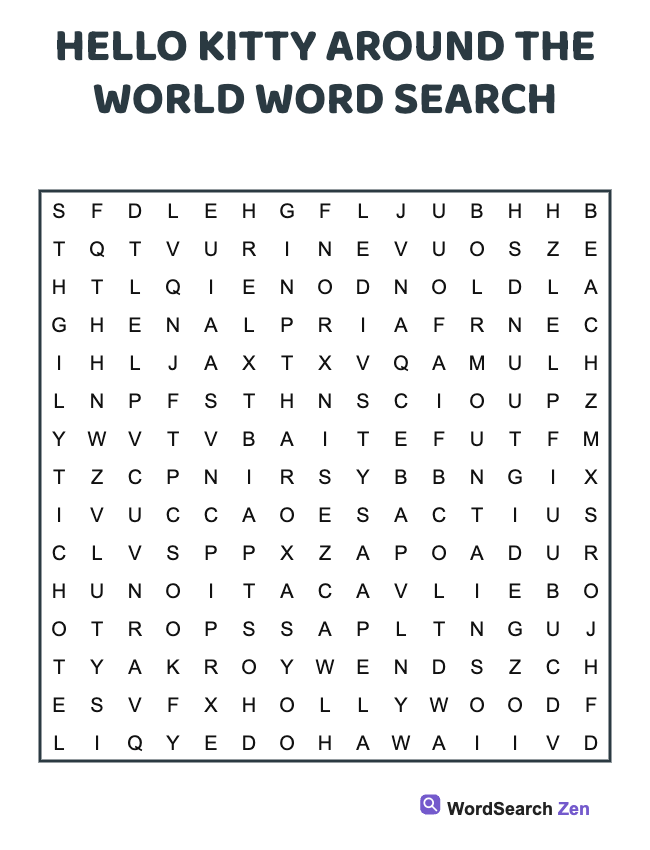 Hello Kitty Around The World Word Search