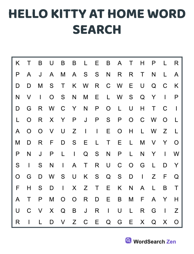 Hello Kitty At Home Word Search