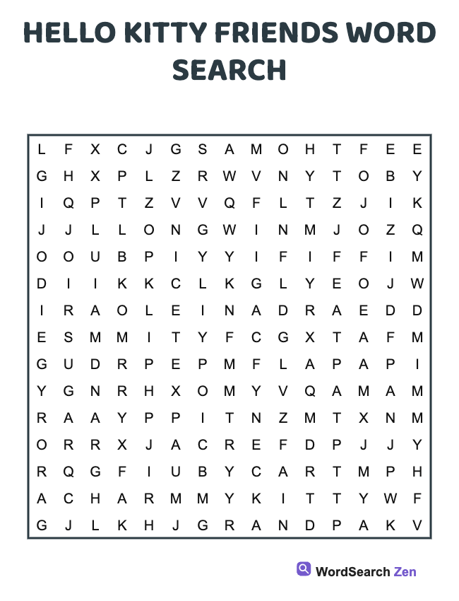 Hello Kitty Friends Word Search