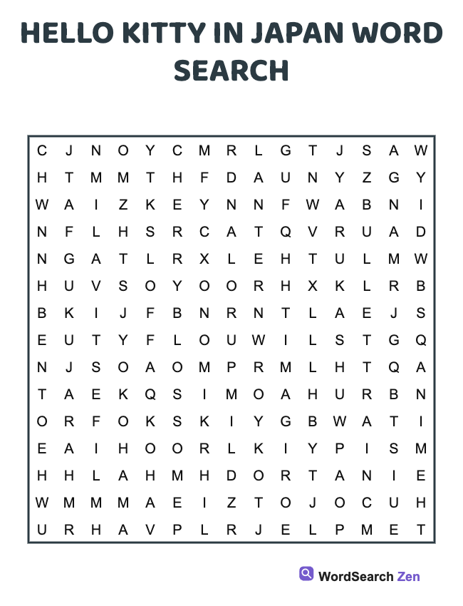Hello Kitty In Japan Word Search