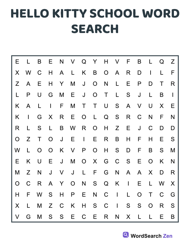 Hello Kitty School Word Search