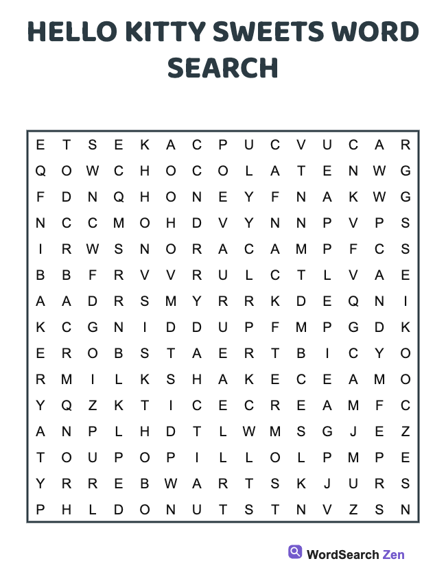 Hello Kitty Sweets Word Search