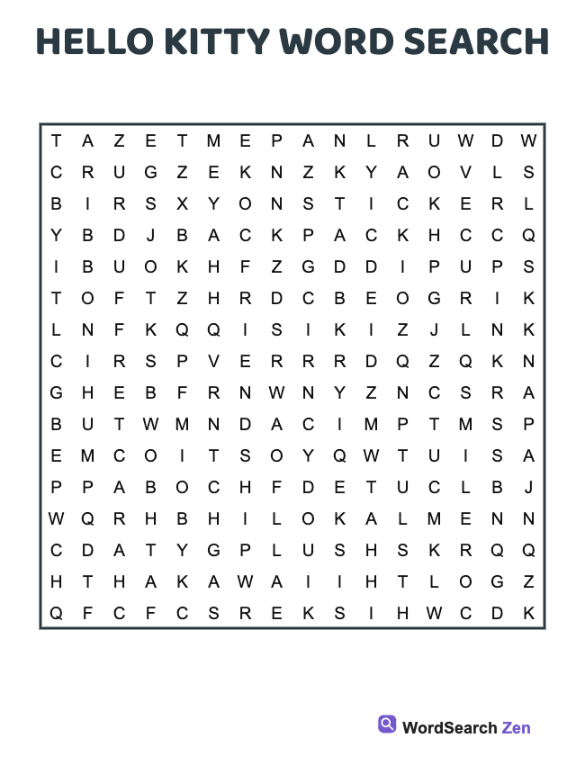 Hello Kitty Word Search