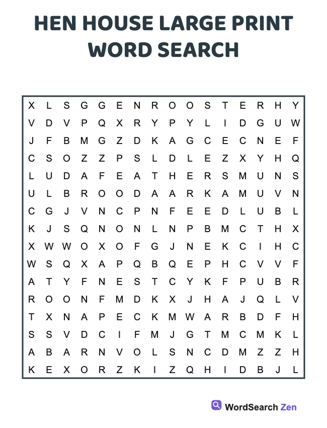 Hen House Large Print Word Search