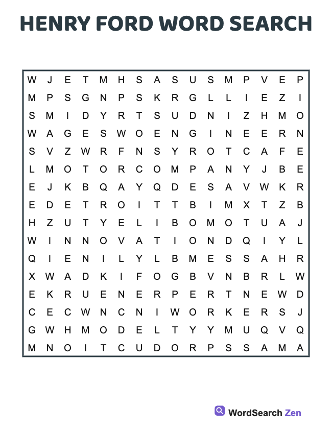 Henry Ford Word Search