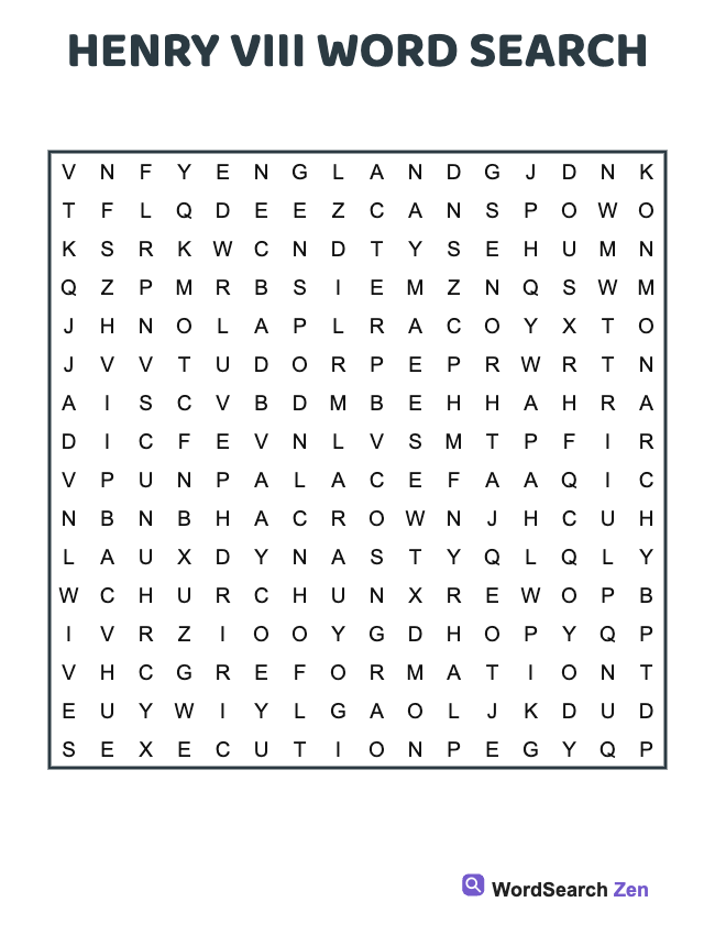 Henry Viii Word Search