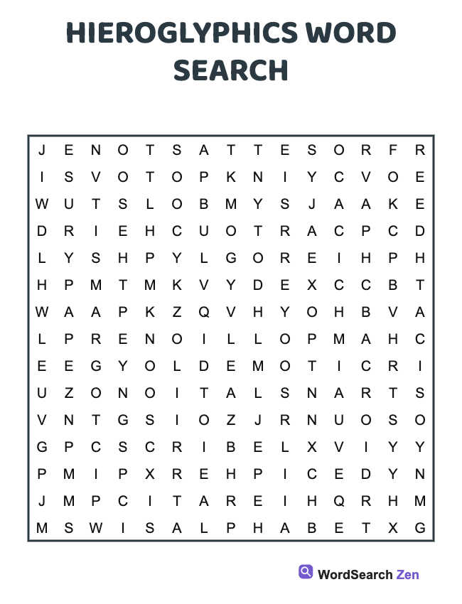 Hieroglyphics Word Search