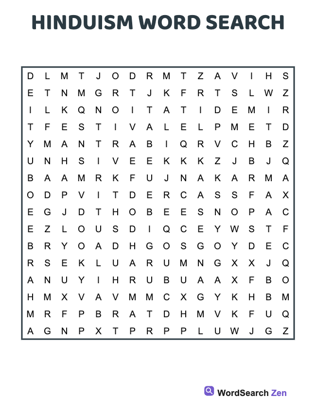 Hinduism Word Search