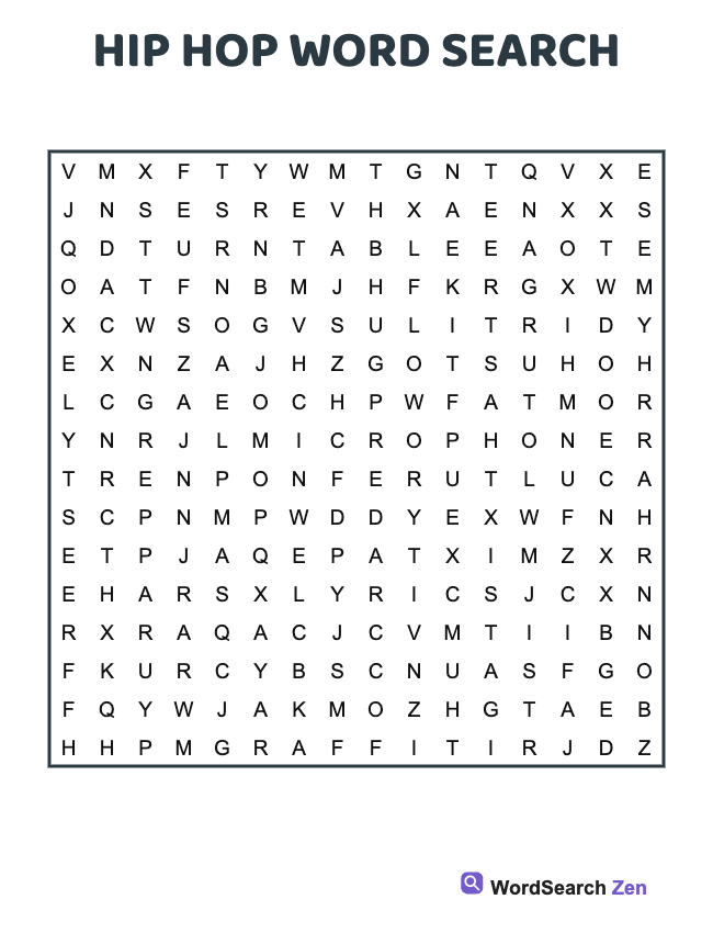 Hip Hop Word Search