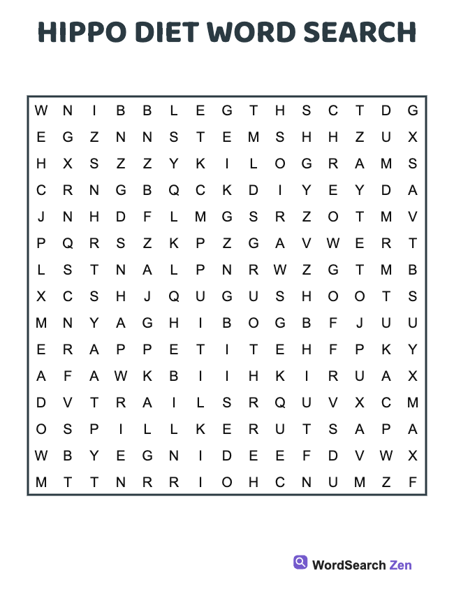Hippo Diet Word Search