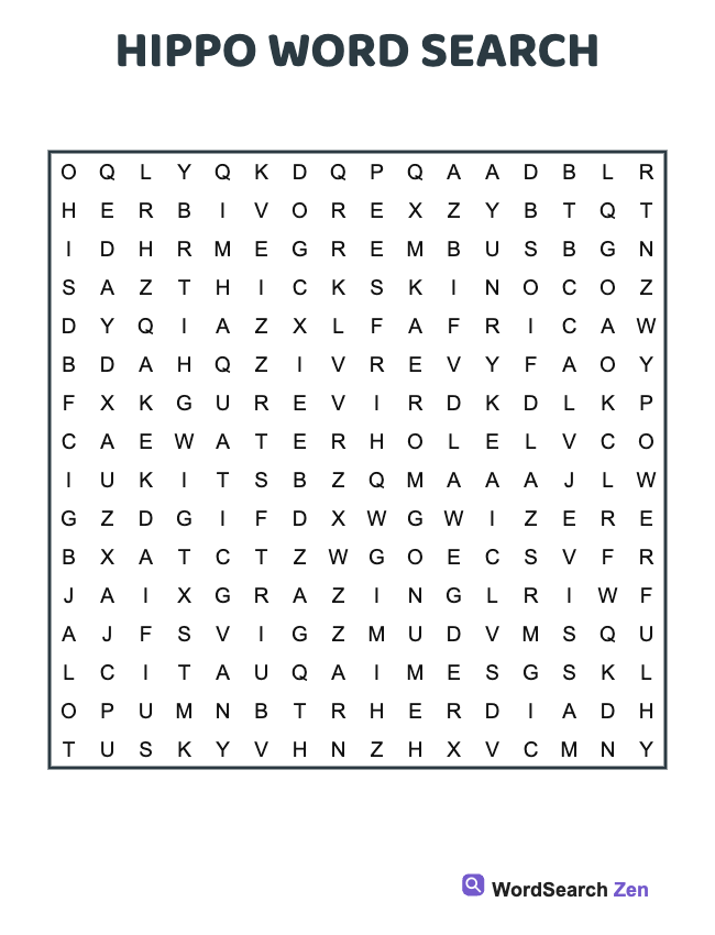 Hippo Word Search