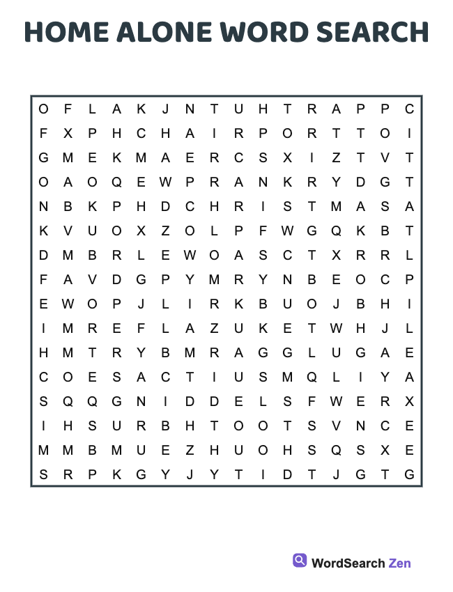 Home Alone Word Search