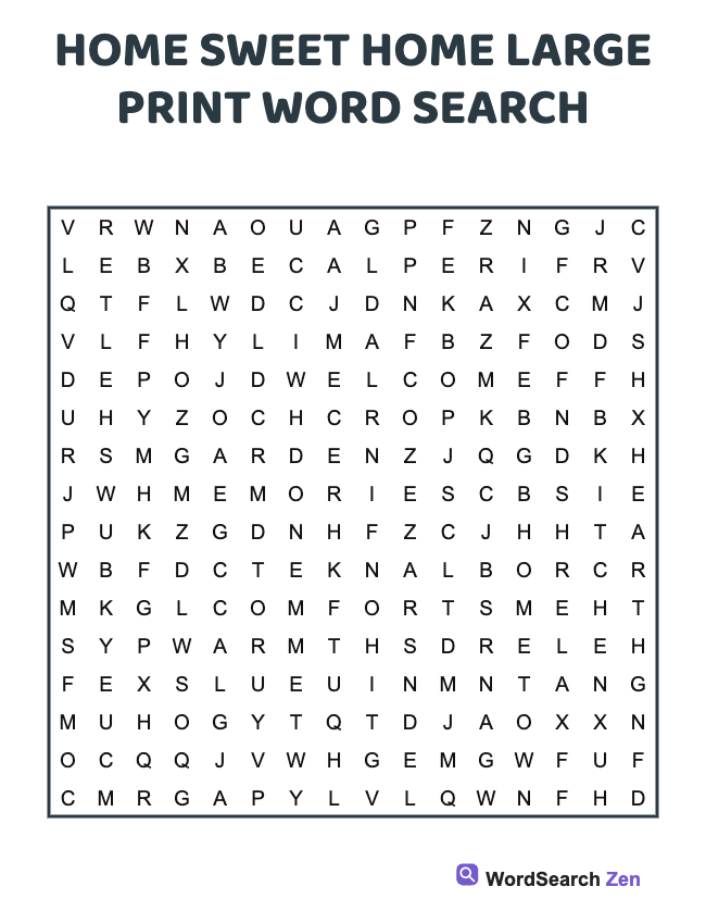 Home Sweet Home Large Print Word Search