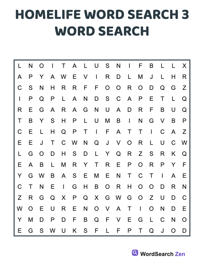 Homelife Word Search 3