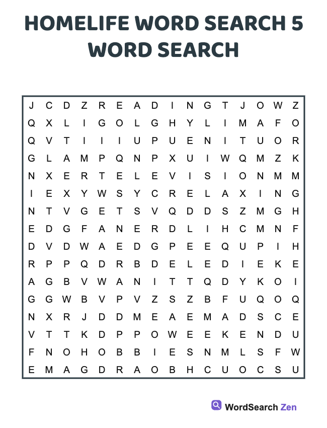 Homelife Word Search 5