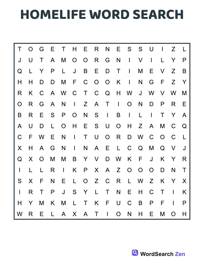 Homelife Word Search