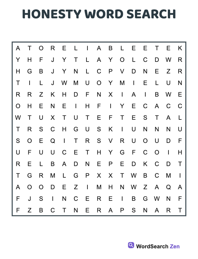Honesty Word Search