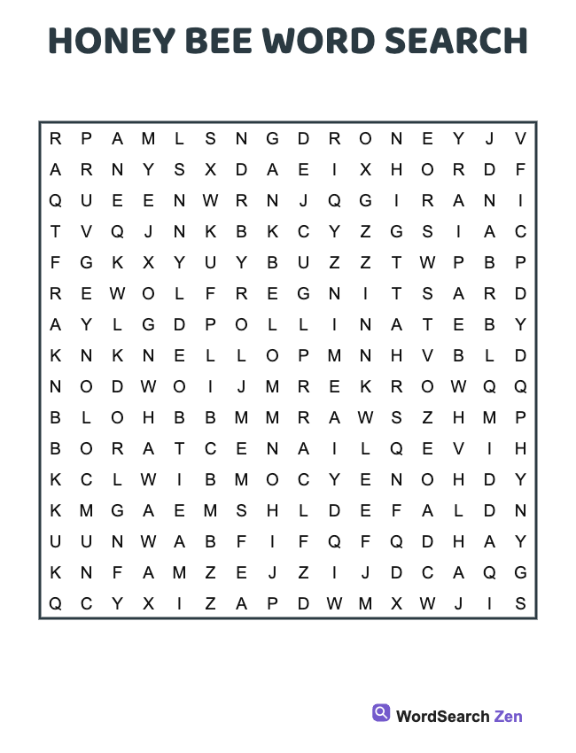 Honey Bee Word Search