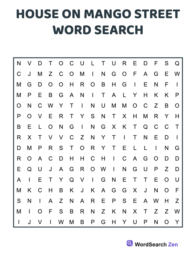 House On Mango Street Word Search