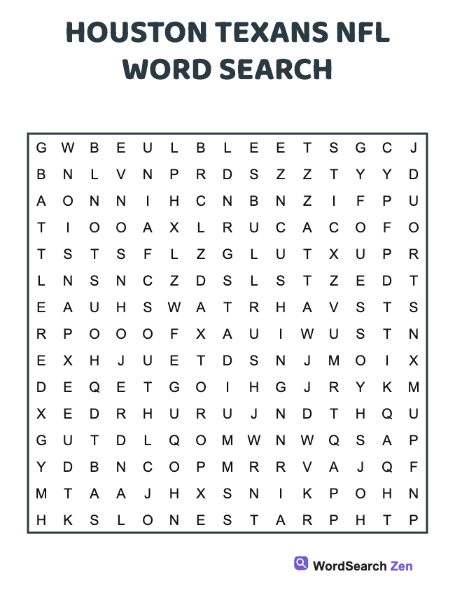 Houston Texans NFL Word Search