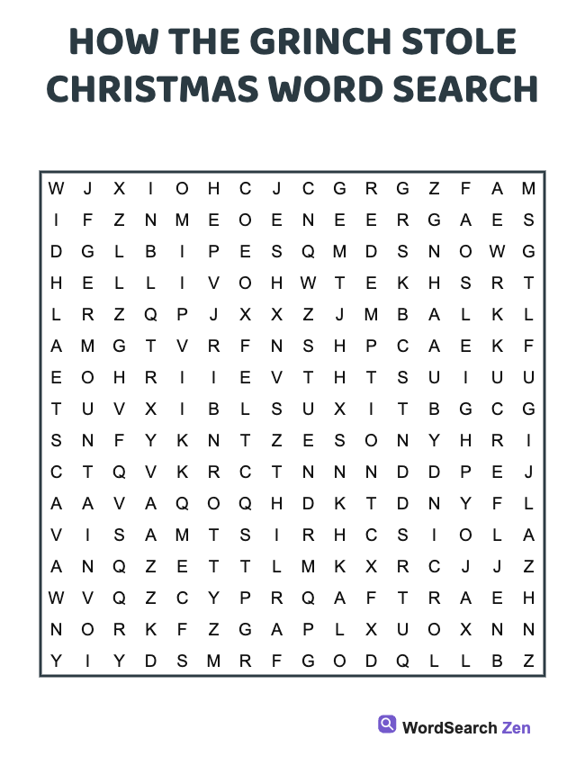 How The Grinch Stole Christmas Word Search