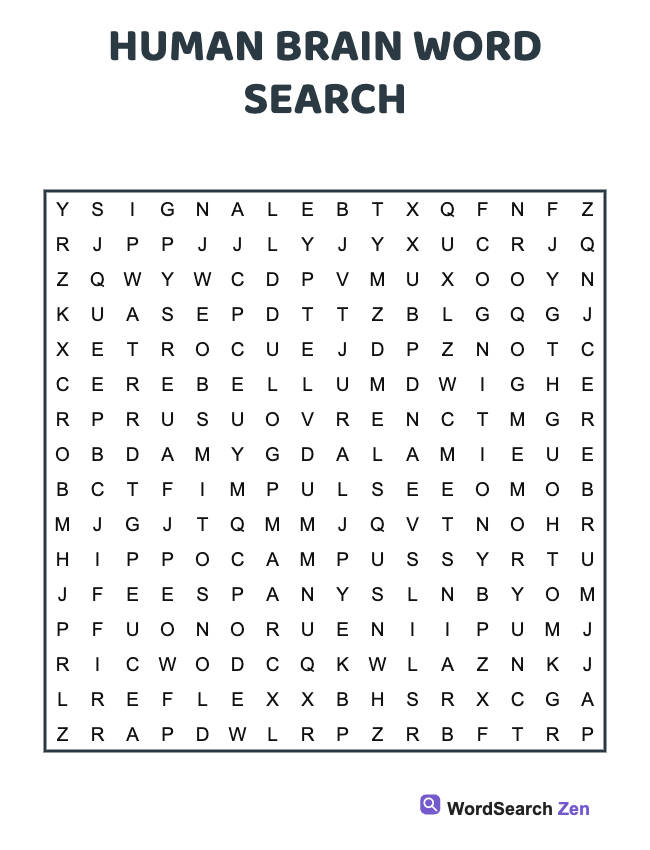 Human Brain Word Search