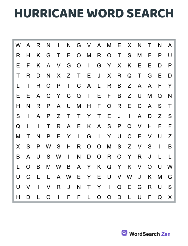 Hurricane Word Search