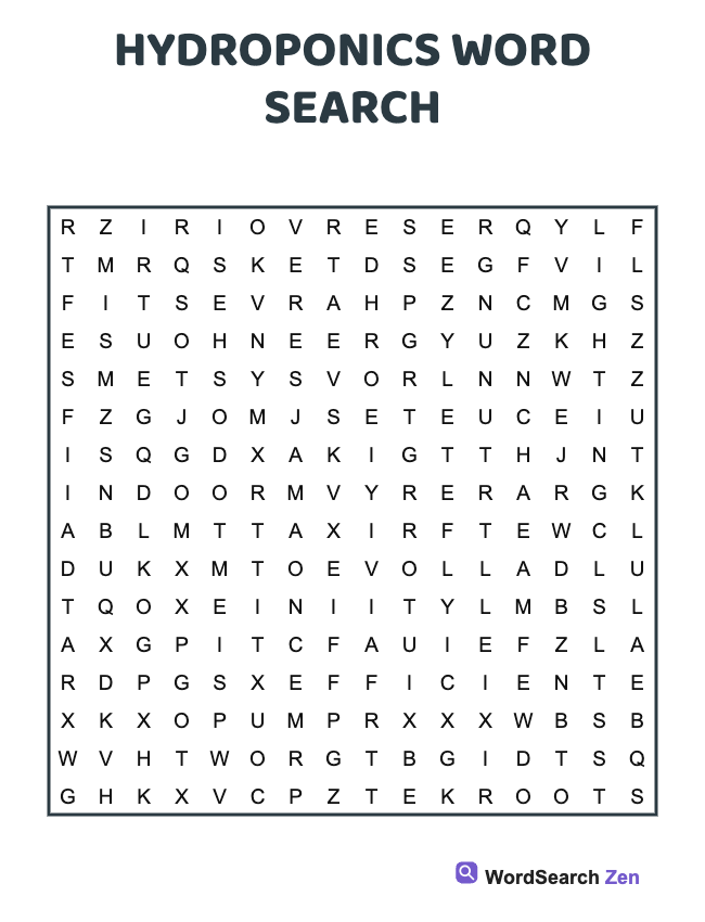 Hydroponics Word Search
