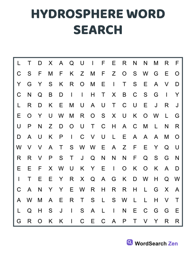 Hydrosphere Word Search