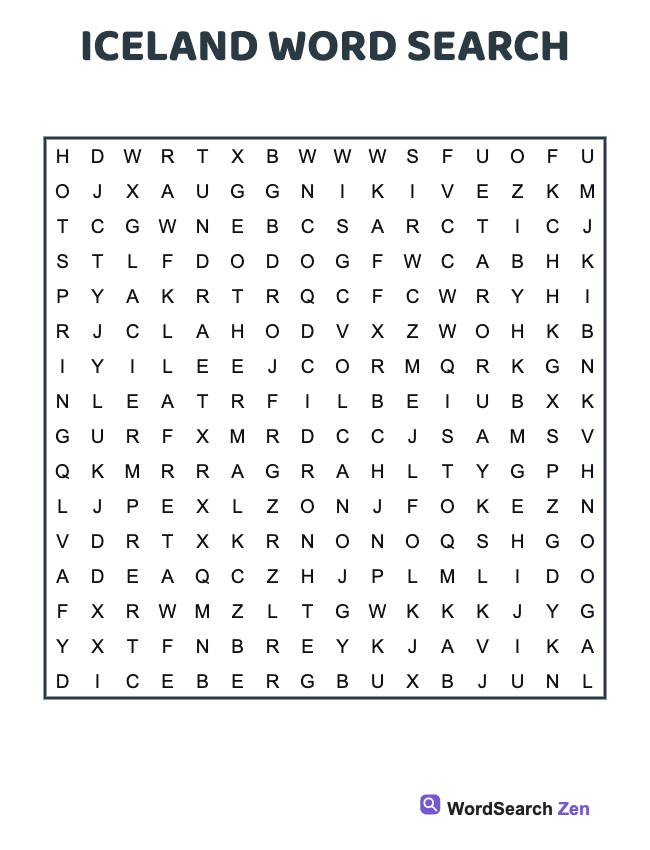 Iceland Word Search