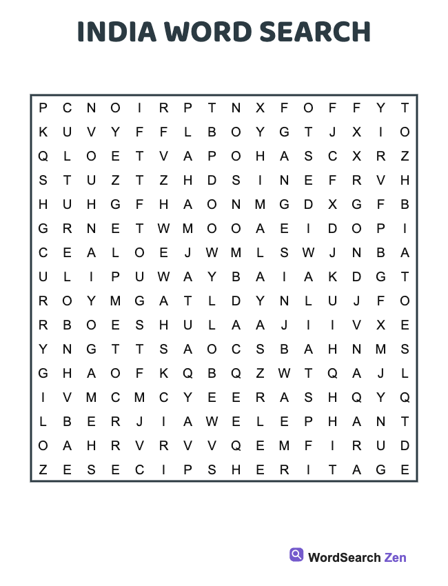 India Word Search