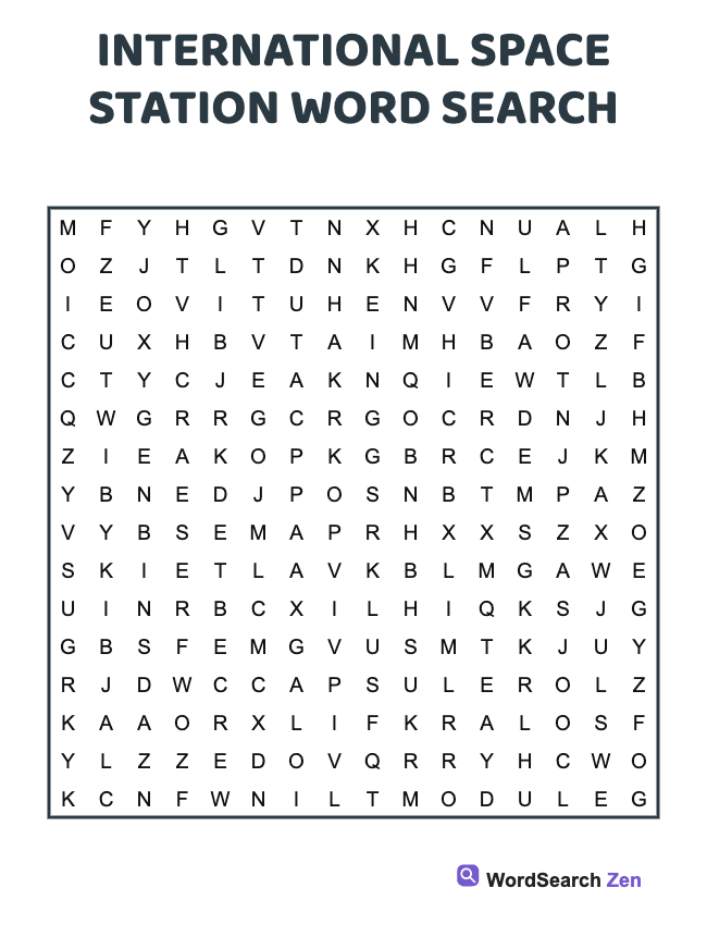 International Space Station Word Search