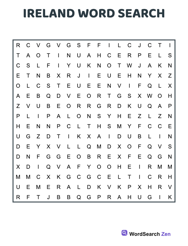 Ireland Word Search