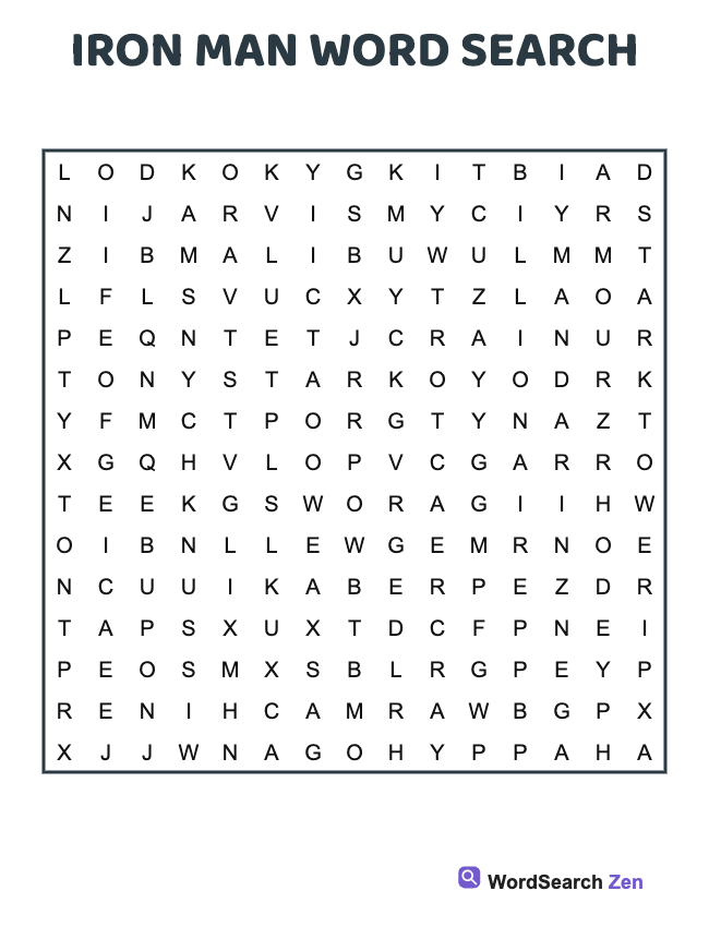 Iron Man Word Search