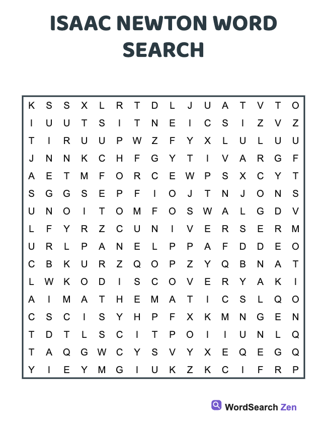 Isaac Newton Word Search