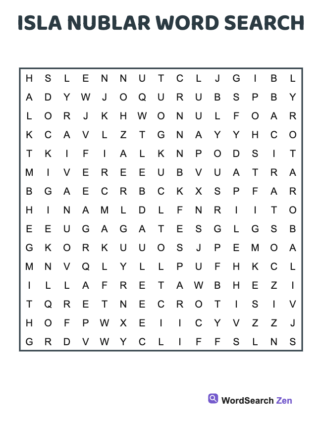 Isla Nublar Word Search
