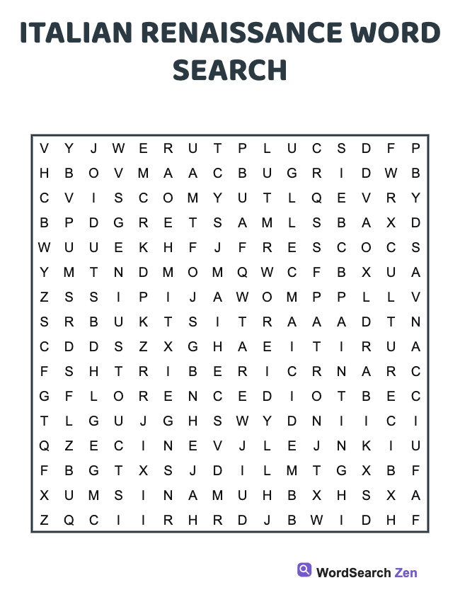Italian Renaissance Word Search