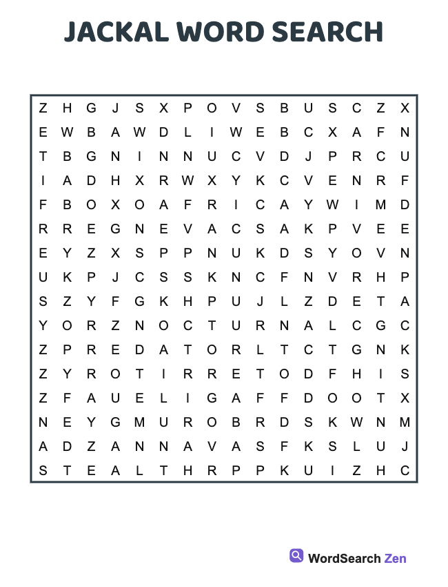 Jackal Word Search
