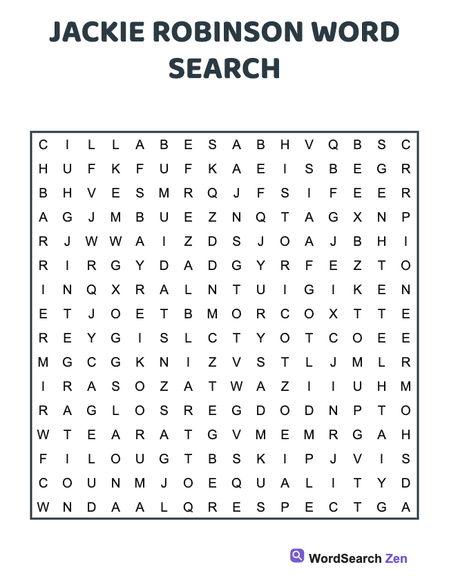 Jackie Robinson Word Search